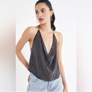 For love and lemons after dark rhinestone tie top